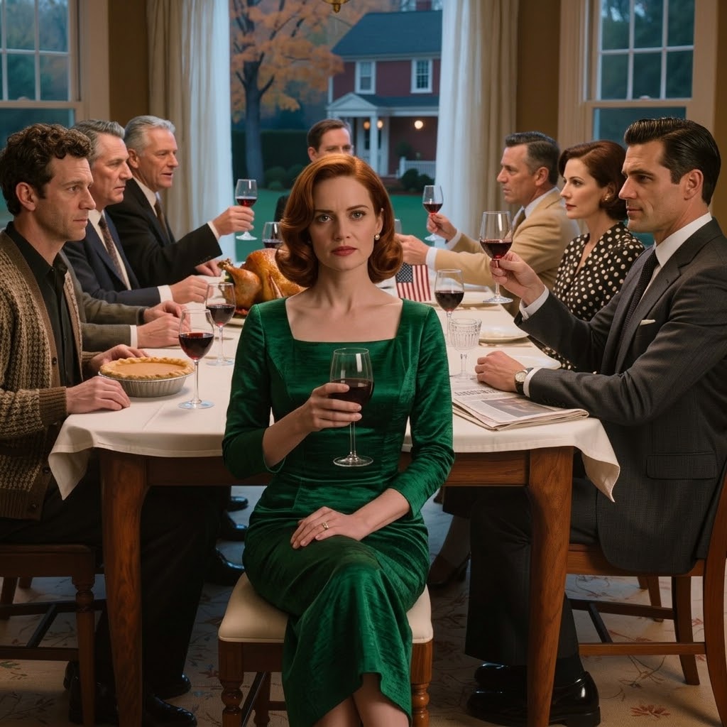 Under Thanksgiving-middagen løftede min mand sit glas: “Til en ny begyndelse … uden dig.” Hans venner klappede, og min familie lod som om de ikke hørte det. Jeg tog en slurk af min yndlingsvin og smilede tilbage, mens jeg løftede mit glas: “Til en ny begyndelse.” Hvad han ikke vidste … var, at jeg allerede var klar. Den næste måned ville blive interessant …