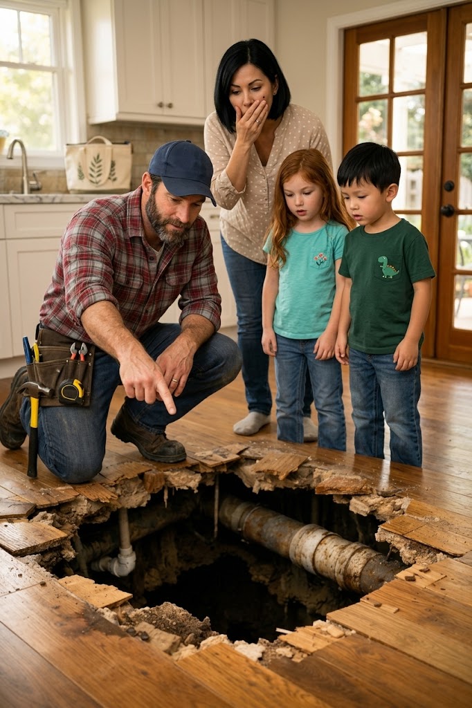 Huset var i en munter stemning, indtil der pludselig hørtes høje lyde fra gulvet. Da manden fjernede en del af panelet og så, hvad der var der, blev han chokeret.