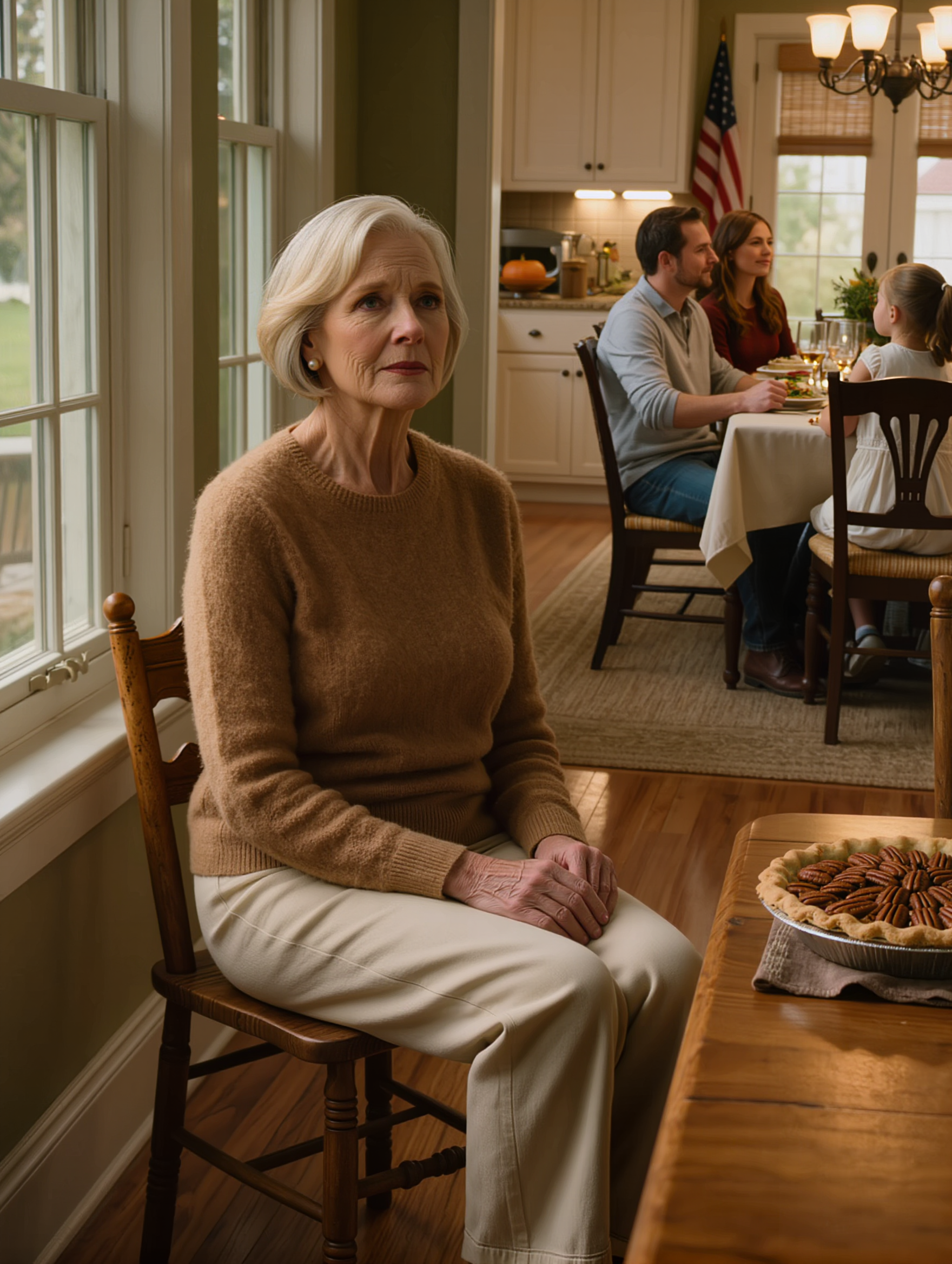 Il giorno del Ringraziamento, mio ​​figlio mi ha messo in una sedia da bambino vicino alla finestra mentre il resto della famiglia si riuniva attorno al grande tavolo, come se quello fosse ancora abbastanza vicino da contare. La mattina dopo, la mia chiave non funzionava più. Ho preso un appuntamento in silenzio e giovedì il mio telefono era pieno di chiamate perse, mentre sua moglie improvvisamente mi parlava come se la mia risposta contasse qualcosa.