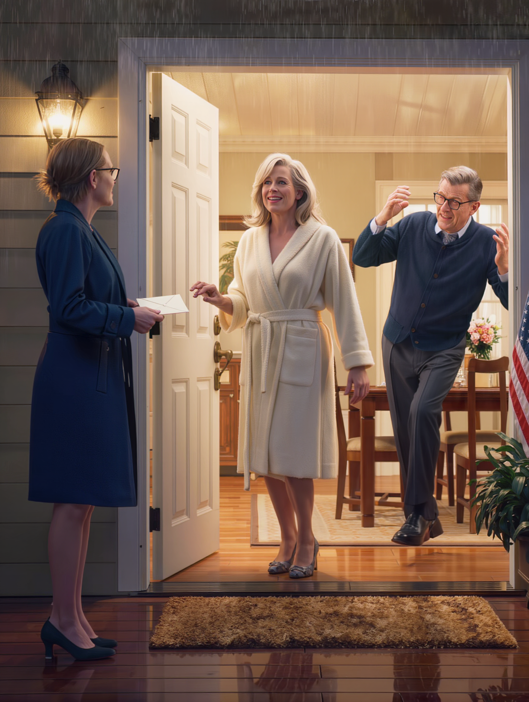 Mio marito mi chiese il divorzio a 68 anni e iniziò con calma a dividere la casa, l’auto e ogni singolo dollaro, come se io non ci fossi più. Rimasi in silenzio, non firmai nulla quella sera e lo lasciai festeggiare la sua piccola vittoria, finché una mattina tranquilla, un colpo alla porta cambiò il modo in cui mi guardava.