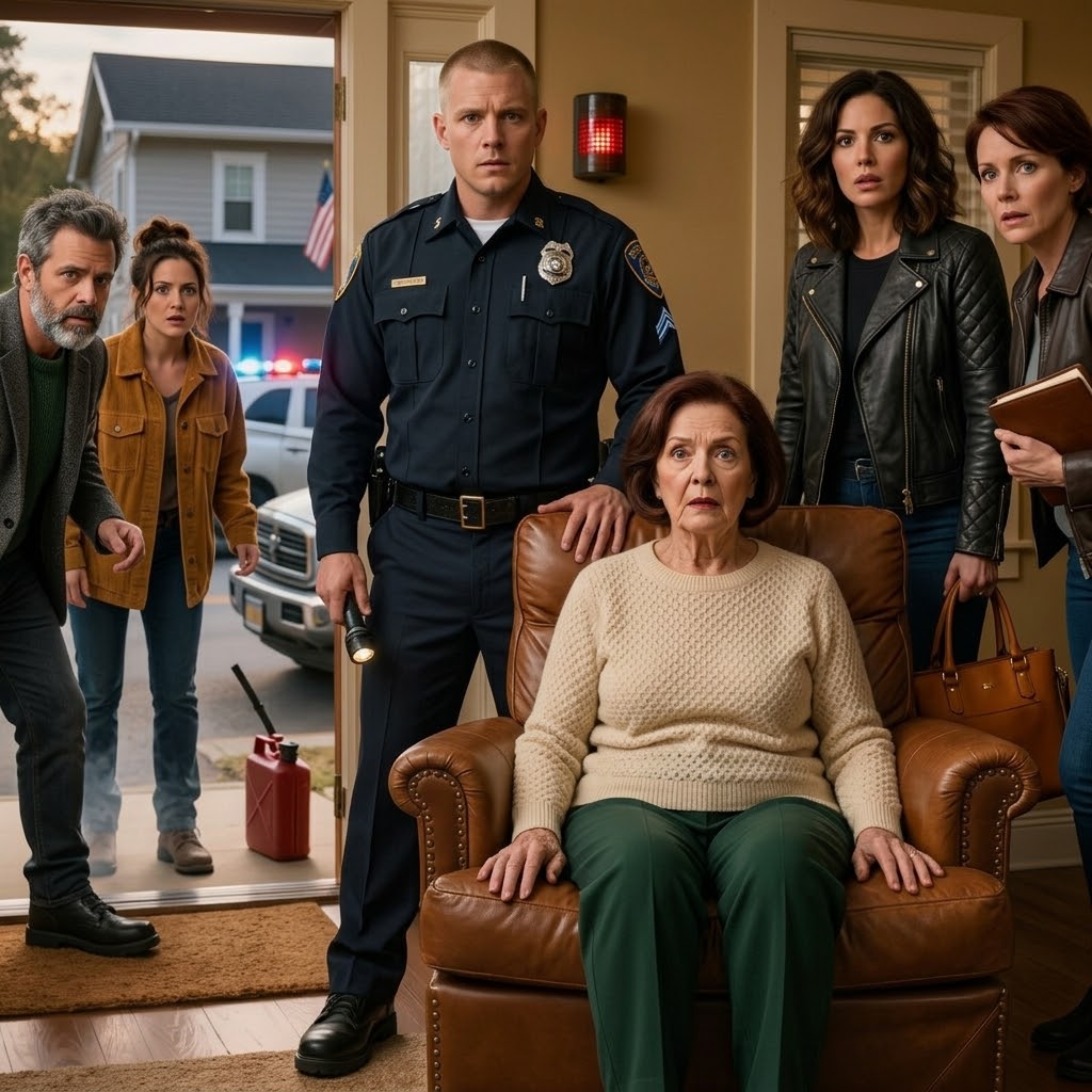 “Sov godt, skat,” sagde min svigerdatter, mens hun låste min dør udefra. Gennem vinduet så jeg dem hælde benzin rundt i huset. Min søn tændte tændstikken og smilede. Deres plan: at stjæle mine 3 milliarder dollars. Men da de kom tilbage fra deres “alibimiddag”, sad jeg i stuen med brandchefen.