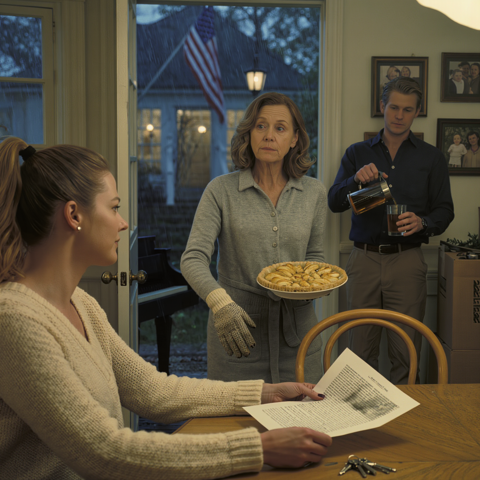 Il giorno in cui mio figlio Owen e sua moglie Haley si sono trasferiti nella casa sull’albero di mele che io e mio marito avevamo costruito, non è successo con urla o porte sbattute, ma con campioni di vernice beige, un silenzio “snellito”, i miei effetti personali spostati silenziosamente e una frase gentile a cena che mi ha fatto capire che non ero più la benvenuta… che venivo messa da parte. Mi sono detta che erano solo due novelli sposi che mettevano su casa e che, se fossi rimasta calma, la casa mi sarebbe sembrata comunque accogliente.