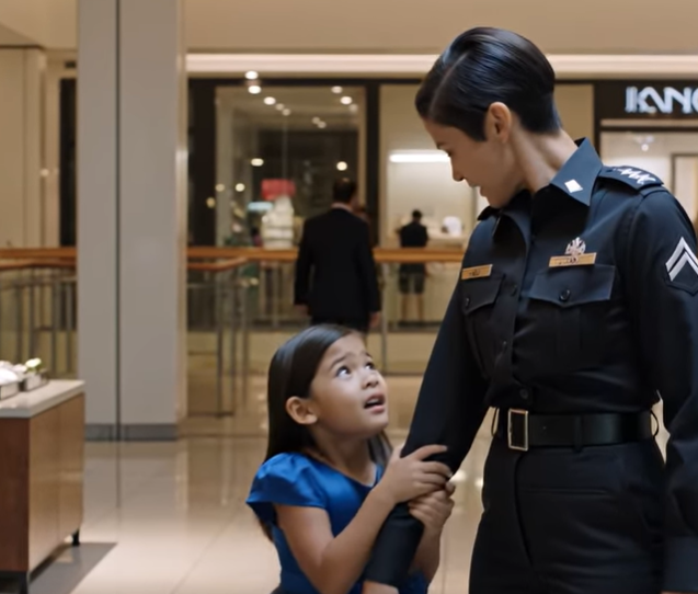 Min 8-årige greb fat i mit håndled og hviskede: “Mor, shh … rør dig ikke” – Så hørte jeg en mand sige gennem en badeværelsesdør i et indkøbscenter: “Målet er angrebet. Maisie Barnes’ datter. Hun har en blå kjole på,” og da sikkerhedsvagterne fik fat i ham, havde de mennesker, der altid kaldte mig “for grov til at være mor”, ingen anelse om, at der allerede lå en gul bankkvittering i min lomme og ventede på at ødelægge deres perfekte image.