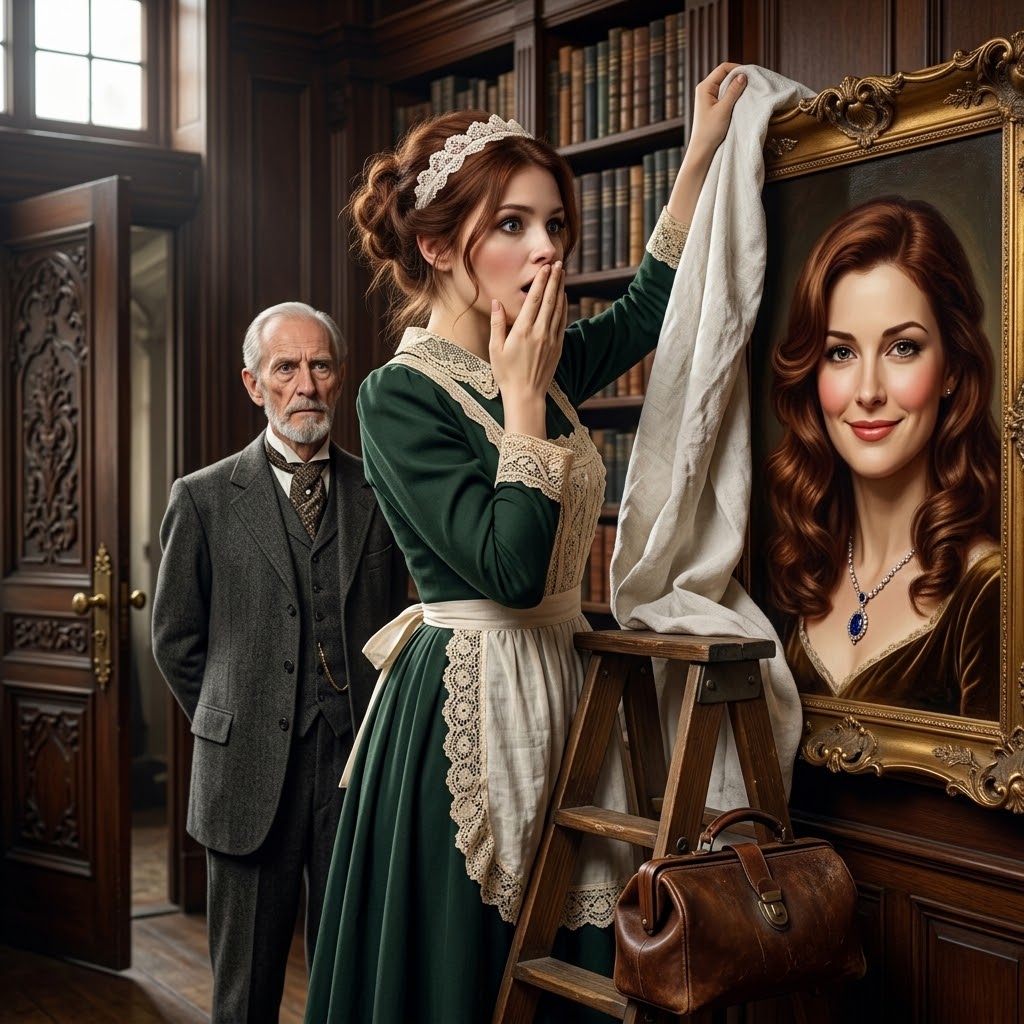 Stavo pulendo la villa dell’uomo più ricco d’America e ho scoperto un dipinto proibito coperto da un lenzuolo! Quando l’ho aperto, sono rimasta pietrificata: era il volto della mia defunta madre! Ciò che mi ha confessato mi ha fatto tremare e ha cambiato per sempre il mio destino.