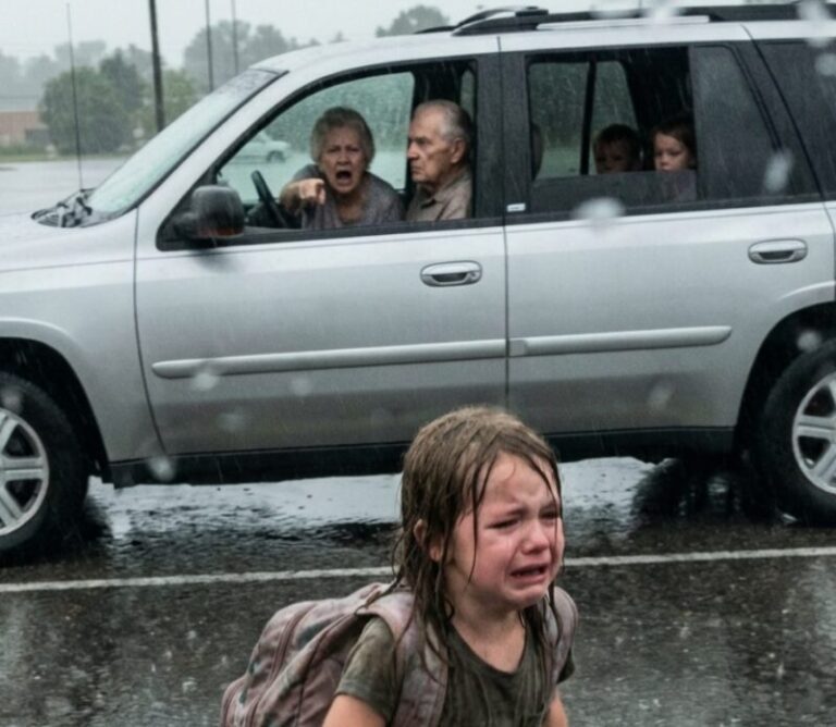 På vej hjem fra skole blev barnet angiveligt taget ud af bilen som straf, men det, der skete få sekunder senere, chokerede alle.