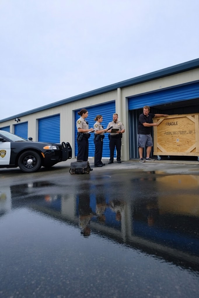 En mand, der hørte mærkelige lyde fra en kasse ved siden af ​​en af ​​båsene, ringede til politiet. Det, de fandt der, chokerede selv betjentene.