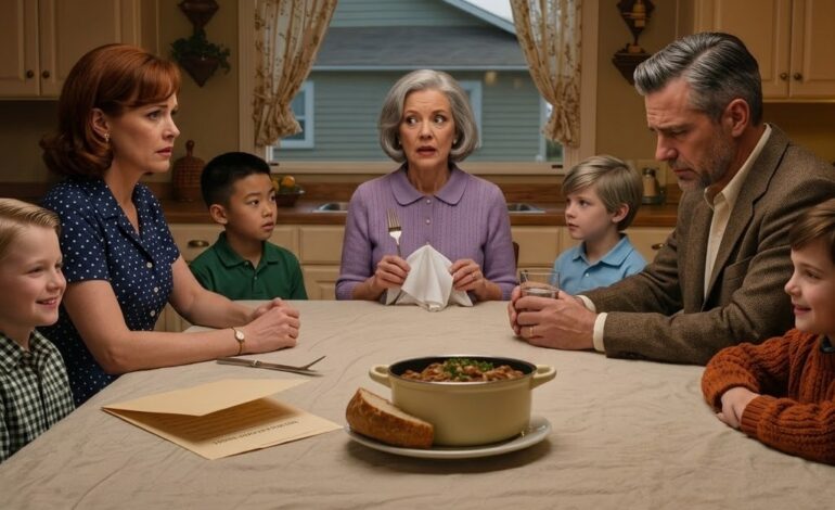 Min mor serverede grydesteg, smilede over bordet …