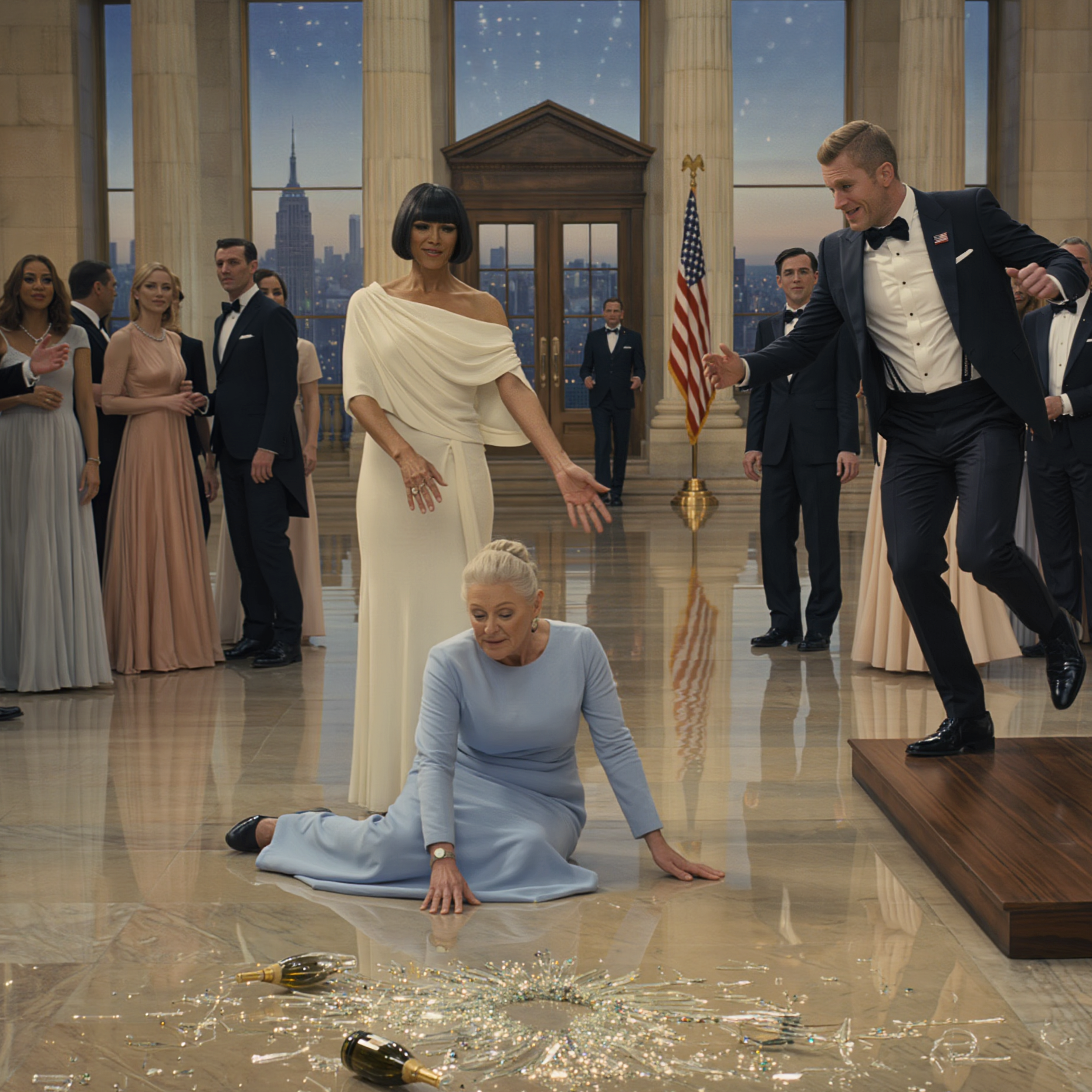 Sono una vedova di 68 anni proveniente da una cittadina mineraria della Virginia Occidentale, che per la prima volta mette piede in una sala di marmo di New York per il matrimonio di mio figlio miliardario, solo per rovesciare un vassoio di champagne, essere insultata dalla sposa “di vecchia aristocrazia” davanti a tutti e vederla fingere di non conoscermi nemmeno; poi la voce di mio figlio si è fatta gelida, si è avvicinato al microfono… e l’intera sala è cambiata in un istante.