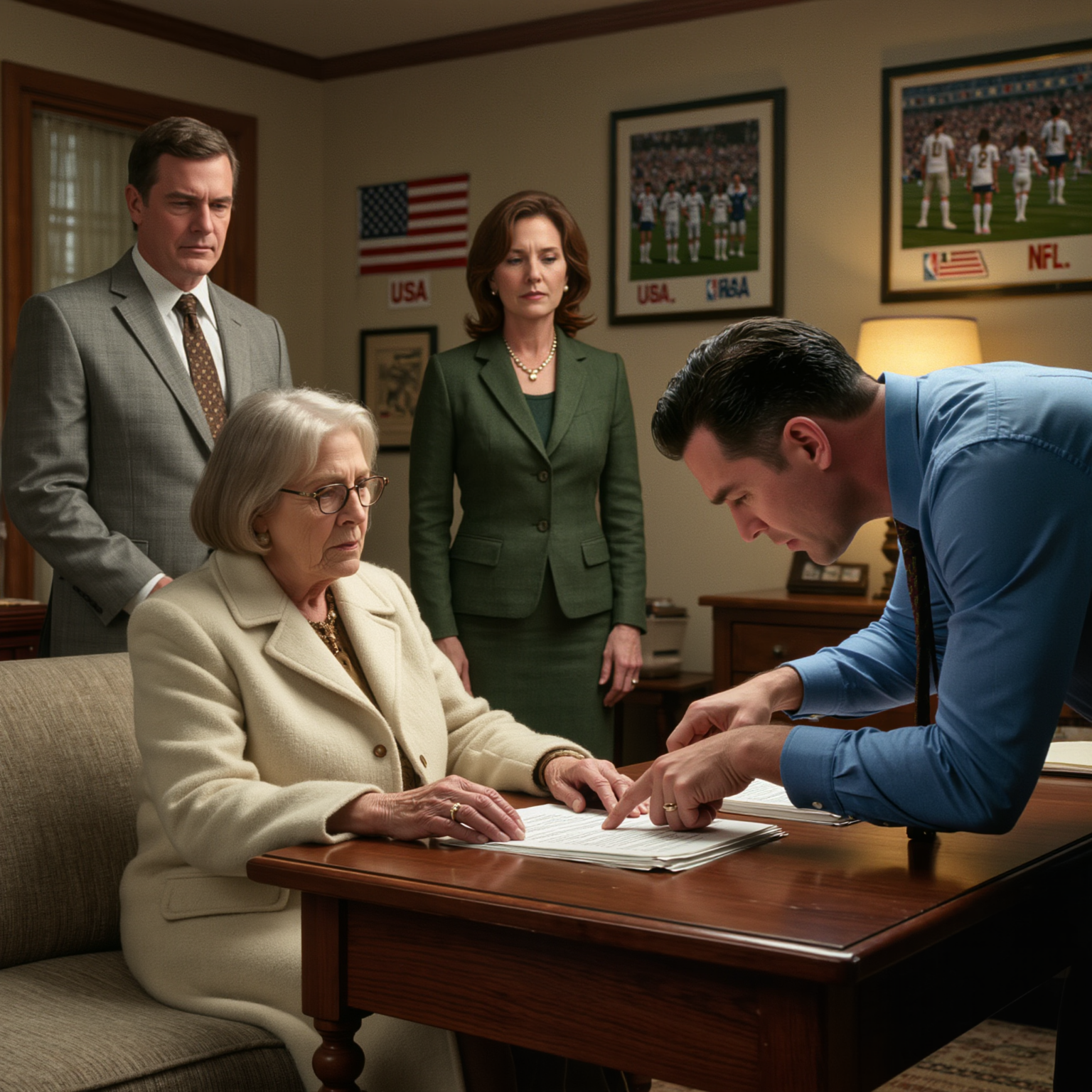 Mio figlio mi ha mandato un messaggio: “Vai subito alla riunione di famiglia, è urgente”, poi mi ha attirato in una trappola con un avvocato e dei documenti sull’eredità sul tavolo. Mi ha sussurrato: “Firma, mamma, o ti rovineremo”. Ho sorriso, ho contato da uno a sei… poi ho fatto un cenno verso la porta e ho detto: “Mio figlio è appena entrato…” e sono rimasti tutti immobili.