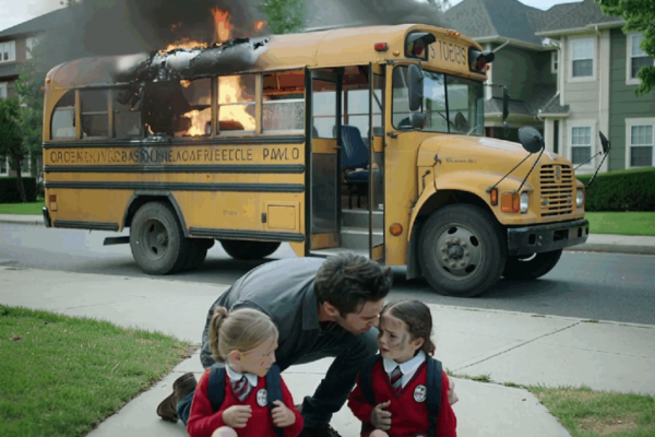 Un povero papà salva due gemelle da uno scuolabus in fiamme, ignaro che la loro madre possieda tutti gli ospedali d’America.